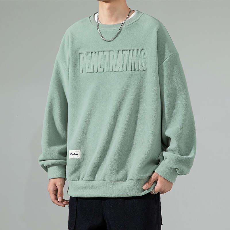 Sweatshirt 2024 Autumn and Winter New Long Sleeved T-shirt Fleece 340g Loose Base Shirt Men's Casual Jacket Men Seasons Plus Size Mens Clothing P