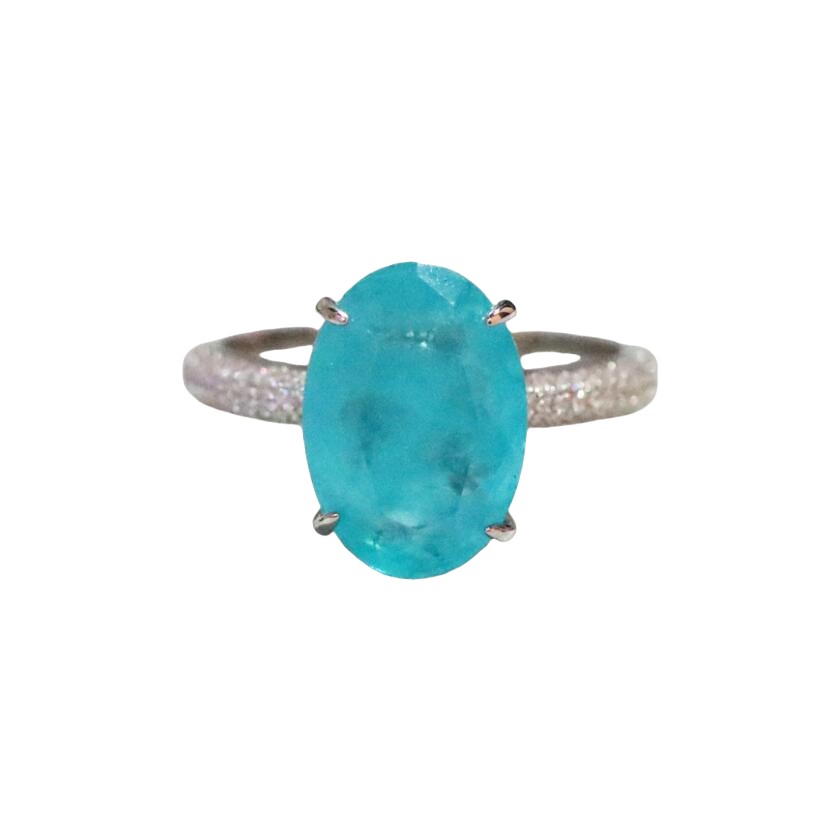 Paraiba Wedding Sterg Sier Dove Egg Moissanite Dia Engagement Ring