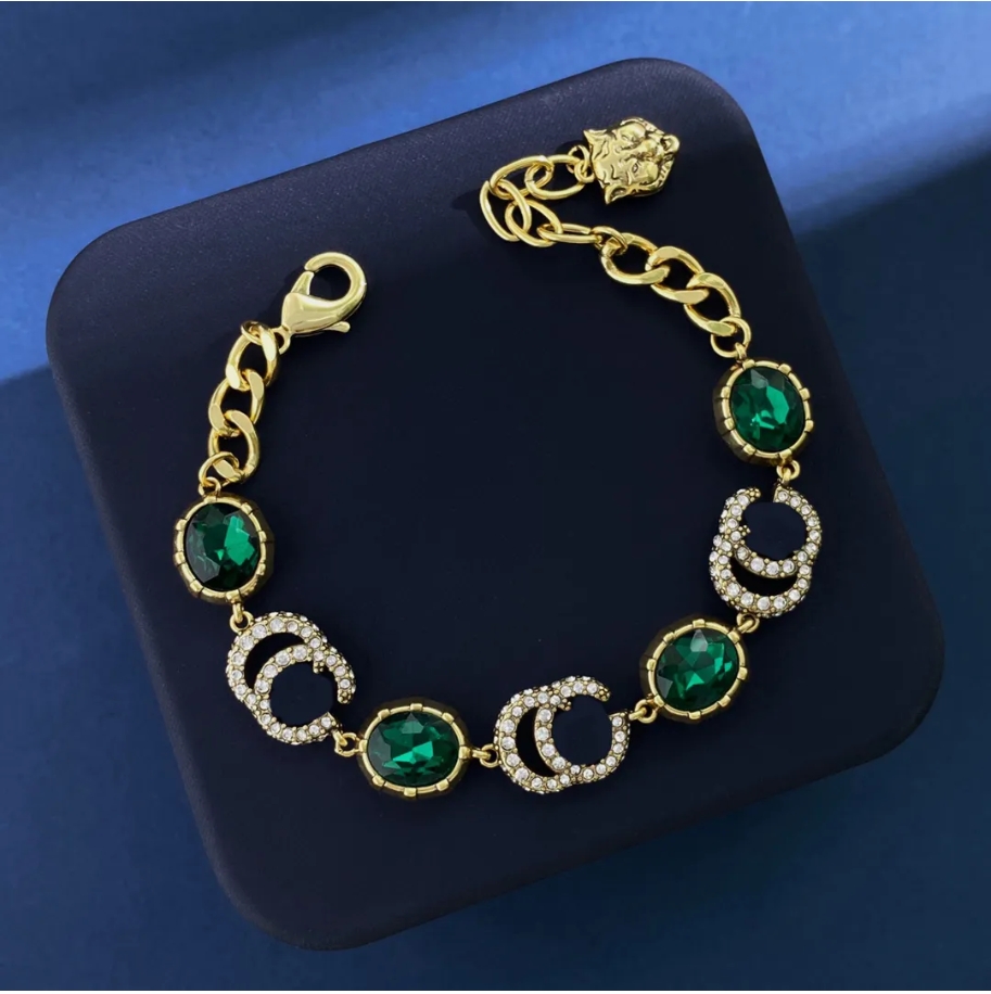 Designer Jewelry Set Necklace Diamond Bracelet Earrings & Necklace Diamond G jewelry Glass Diamond Necklace Brass material