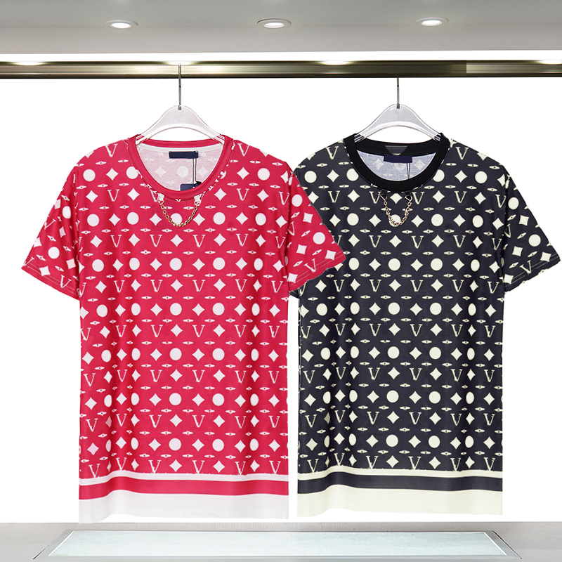 Lettre imprimé T-shirt pour hommes Summer à manches courtes créatrices de mode Men Shirt Round Neck Gold Chain Clothes Cize M-2xl
