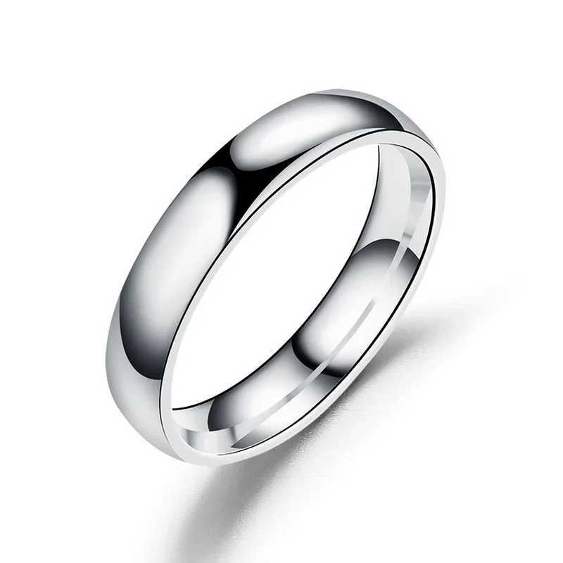 Simple 4mm 6mm titanium ring womens hypoallergenic high polished wedding ring stainless steel couple finger jewelry gift W240802