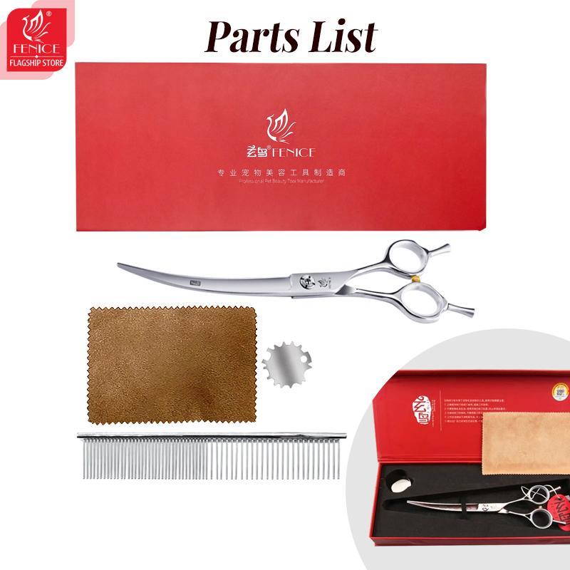 Fenice Dog Scissors Professional 6.75/7.5 Inch Curved Blade Dog Grooming Scissors Pet Trimming Shears makas tijeras