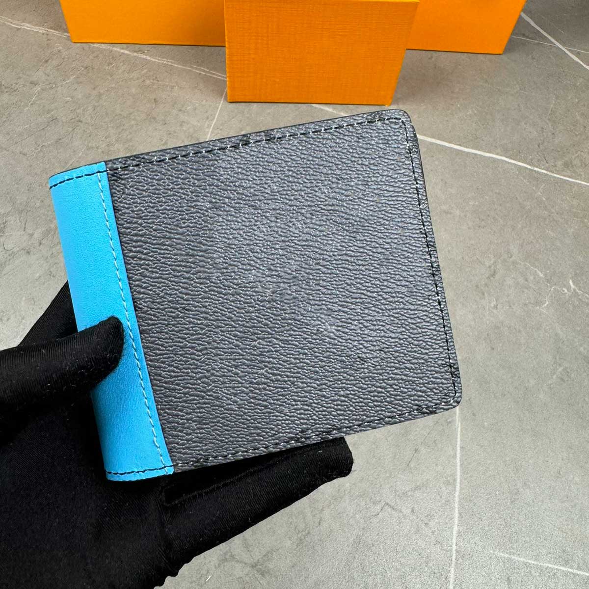 desinger wallet for men card holder top quality grey canvas with blue leather wallets luxury cardholder pocket purse m11644 11646