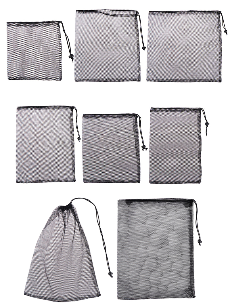 Activated Carbon Aquarium Mesh Media Filter Bag with Drawstring, Fish Tank, Bio Ball, Charcoal, 1Pc