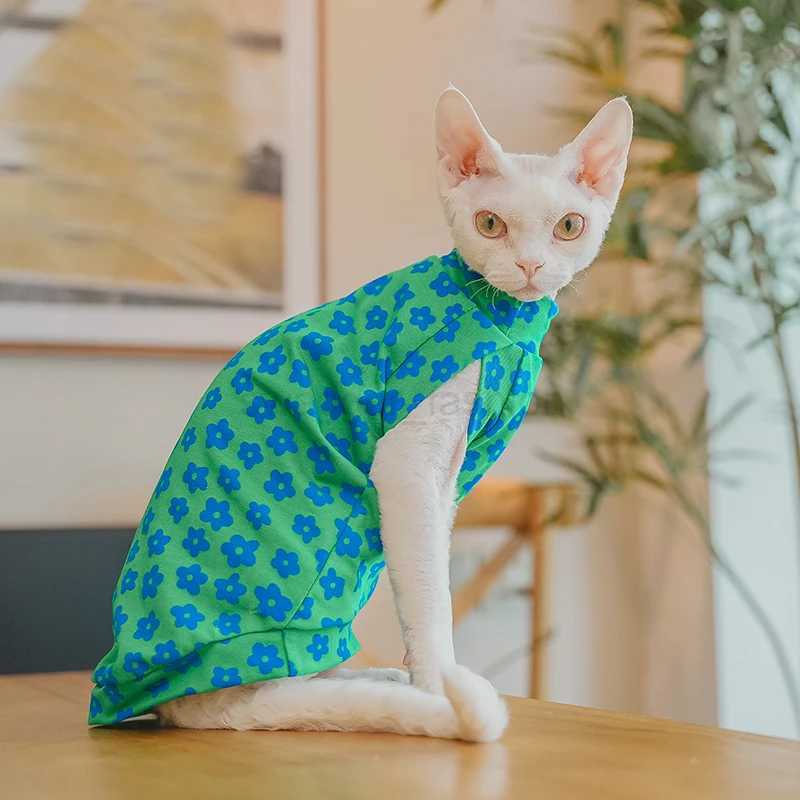 Fresh Floral Printing Sphynx Hairless Cat Clothes for Cat Devon Rex Conis Cat Costume Kitten Outfits Sphynx Dress Pet SupplierB270726