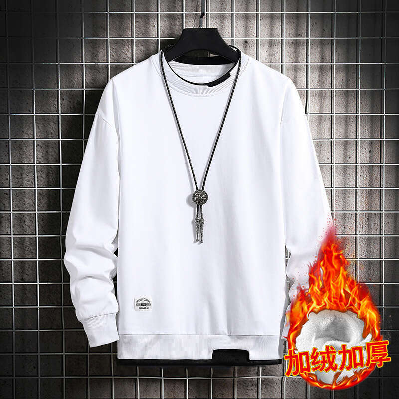 Sweatshirt 2024 Autumn Winter Plus Velvet Long Sleeved T-shirt and Teenagers Fake Two-piece Round Neck Casual Sweatshirt Top Men Hoody Designer Hoodie