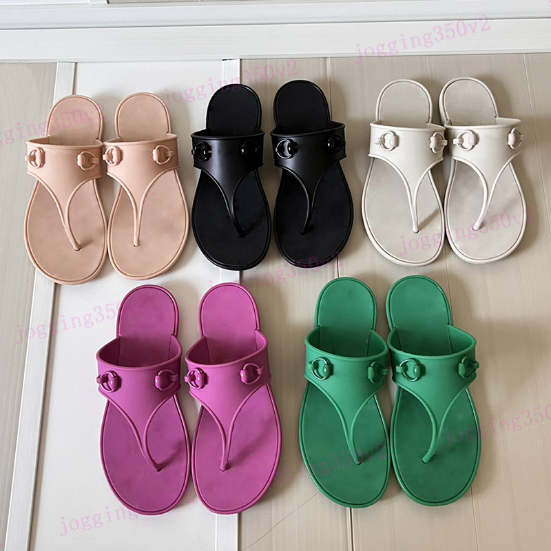 Womens Designer Sandals Horsebits Rubber Slides Thong Sandal Slippers Ladies Flat Heel Beach Summer Fall Mules Outdoor Waterproof Women Black White Slide Slipper