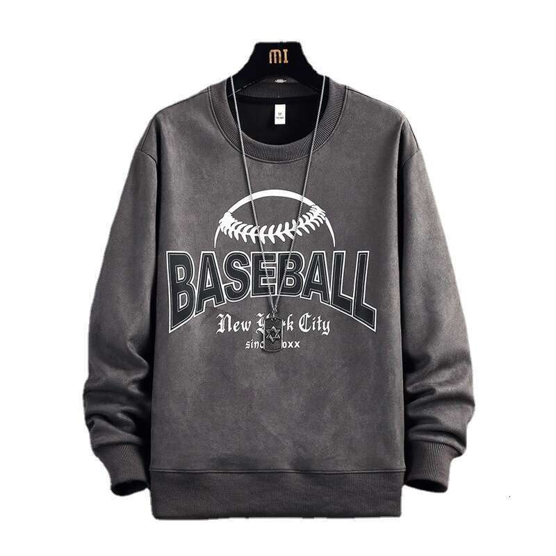 Suede Hoodie for Men 2024 New Round Neck Pullover Long Sleeved T-shirt Spring and Autumn Loose Trendy Brand Top Zip Up Hoodie Men Y2k Hoodie Goth Y2k