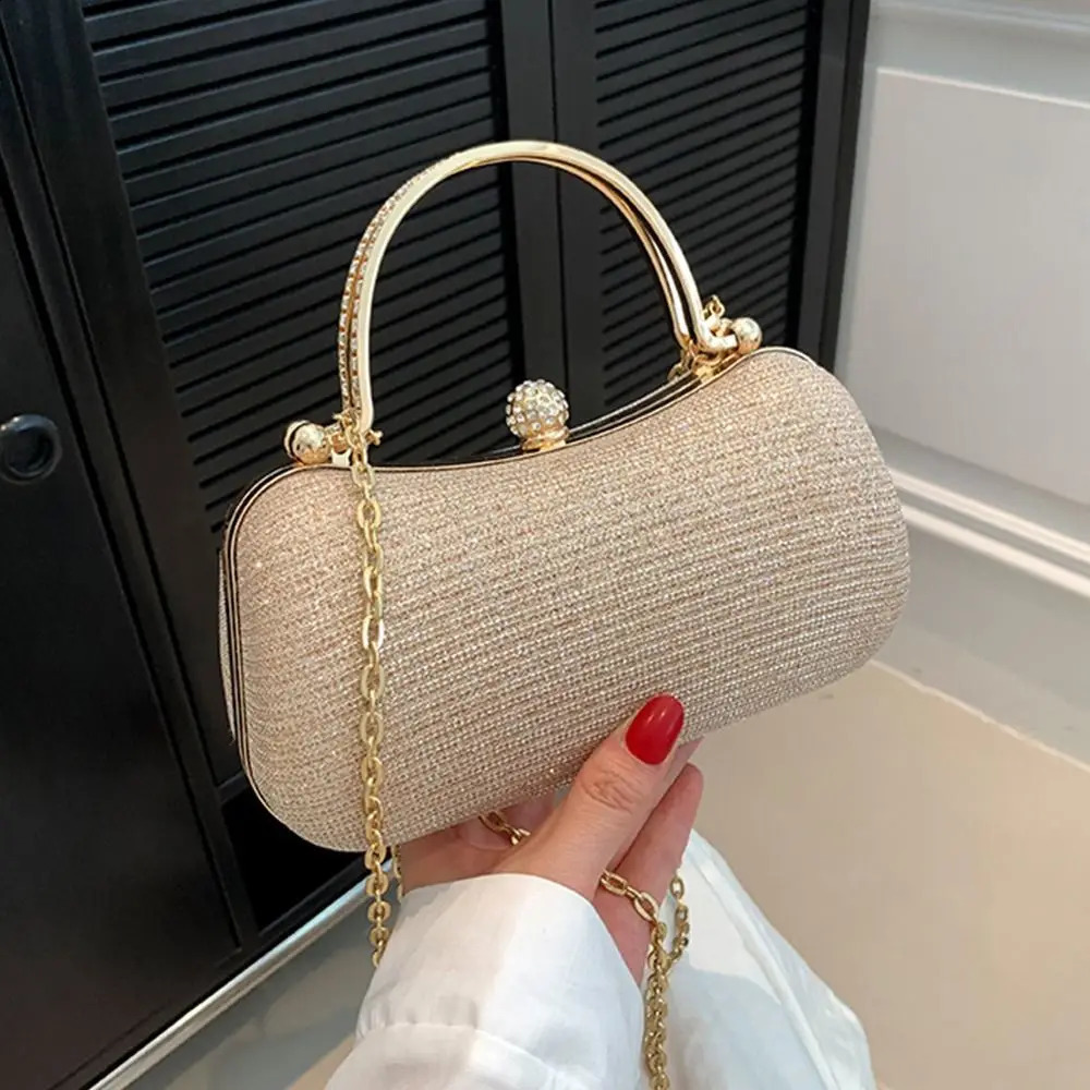 Wedding Bridal Beaded Women Evening Bag Dinner Bag Chain Shoulder Handbags Elegant Rhinestones Clutch Egg Shape Evening Bag 260316