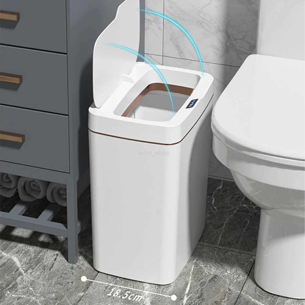Small Smart Trash Can With Lid 4.8 Gallon Touchless Automatic Garbage Can Waterproof Motion Sensor Trash Bin For Bathroom ToiletB240726