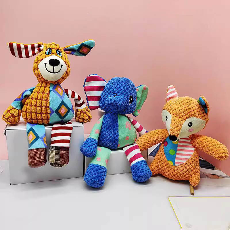 Pet Plush Toy Cat Dog Interactive Teething Toys Cute Animal Style Bite Resistant Squeaky Teeth Cleaning Chew Toy Pet Supplies