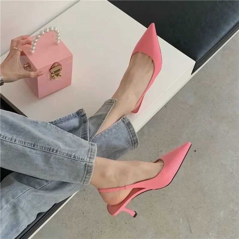 Pointed Toe Womens Sandals 2024 New Arrival Black and White Silver Summer Dress Thin High Heels Elastic Band Womens CL240905