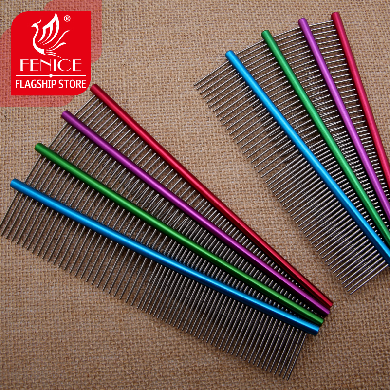 Fenice High Quality Dog Comb in Hair Combs Professional Steel Grooming Comb Dog Cat Cleaning Brush