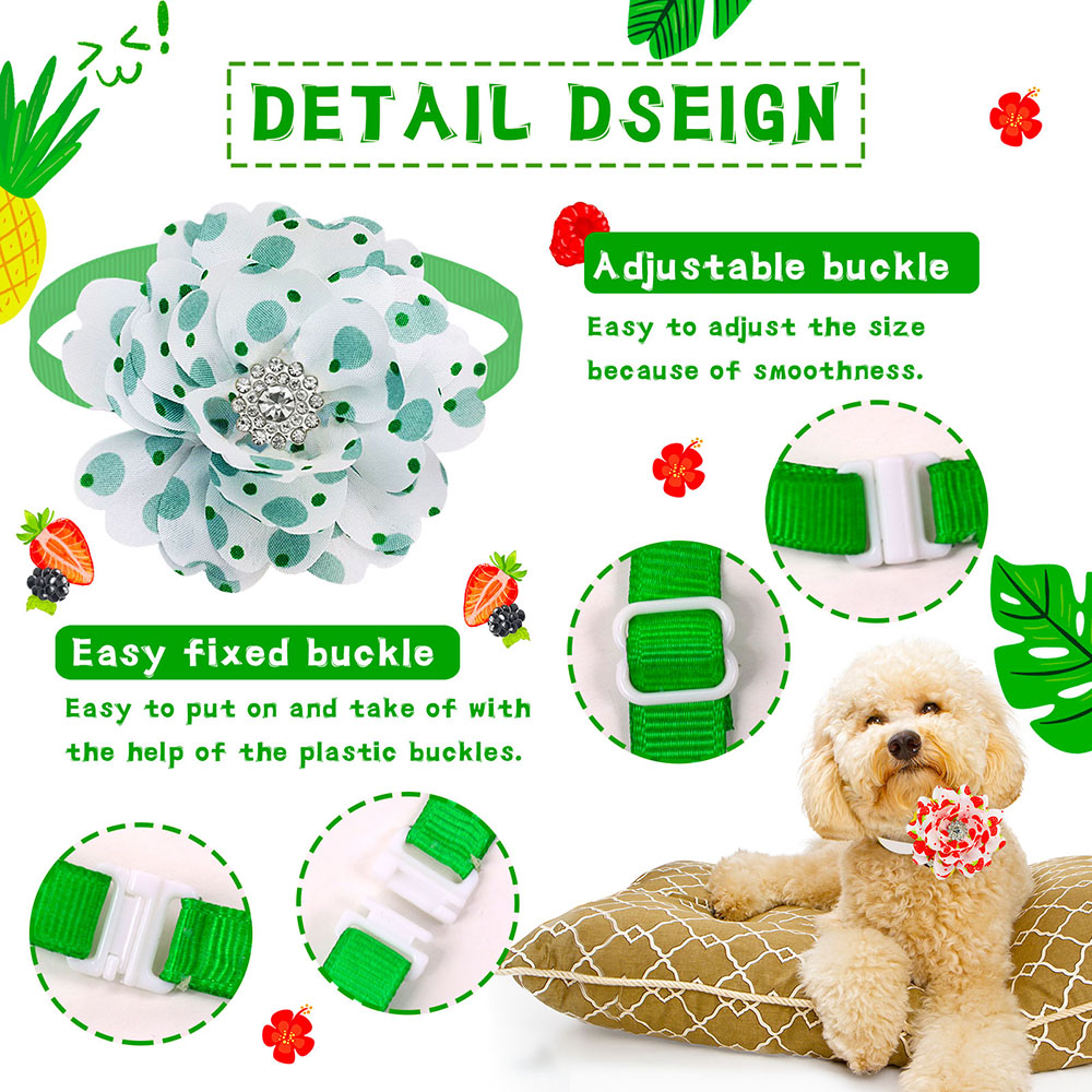 New 50PCS Flower Bowties For Dogs Fashion Diamond Pet Dog Bow Tie Collar Summer Dog Pet Grooming Accessories For Small Dogs