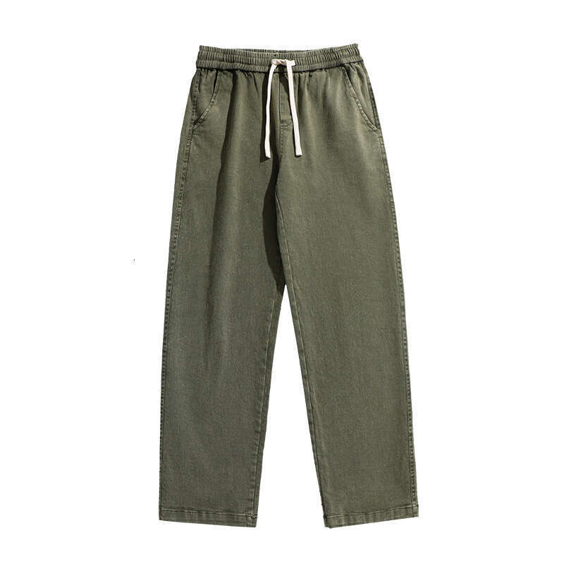 Jeans for Boys American Style Spring 2024 New Loose and Trendy Brand Cotton Pants Mens Elastic Waist Straight Leg Casual Pants Gold Velvet Pants