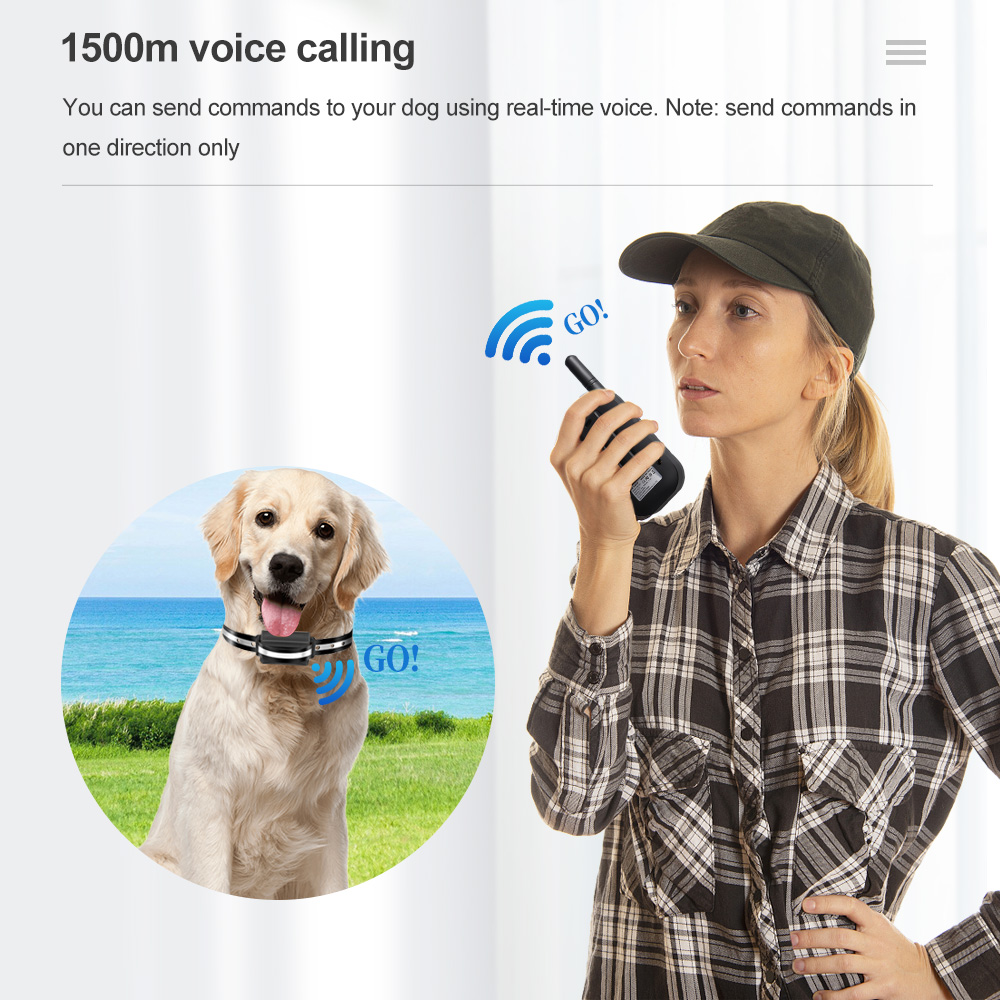 1500M Waterproof Rechargeable Electric Electronic Shock Vibration Voice Pet Dog Training Collar with Remote