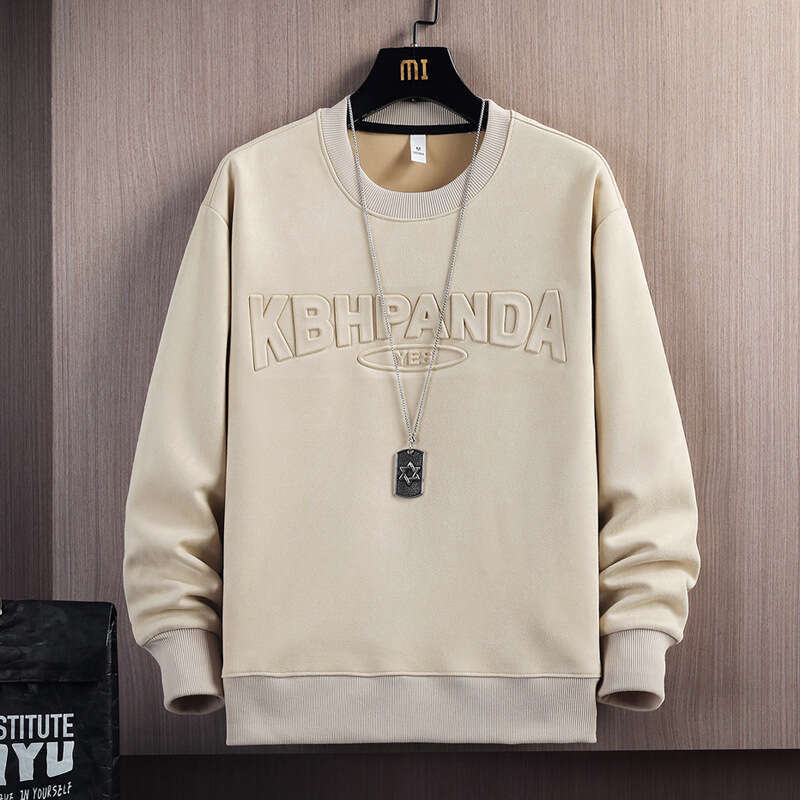Suede Hoodie for Men 2024 New Round Neck Pullover Long Sleeved T-shirt Spring and Autumn Loose Trendy Brand Top Zip Up Hoodie Men Y2k Hoodie Goth Y2k