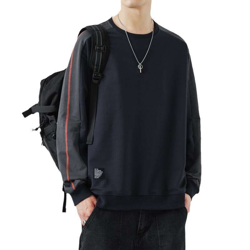 Round Neck Sweatshirt for Men in Autumn 2024, Loose and Casual Sports Base Shirt, Cotton Long Sleeved Trendy Men's Top Hoodrich Mens Fashion