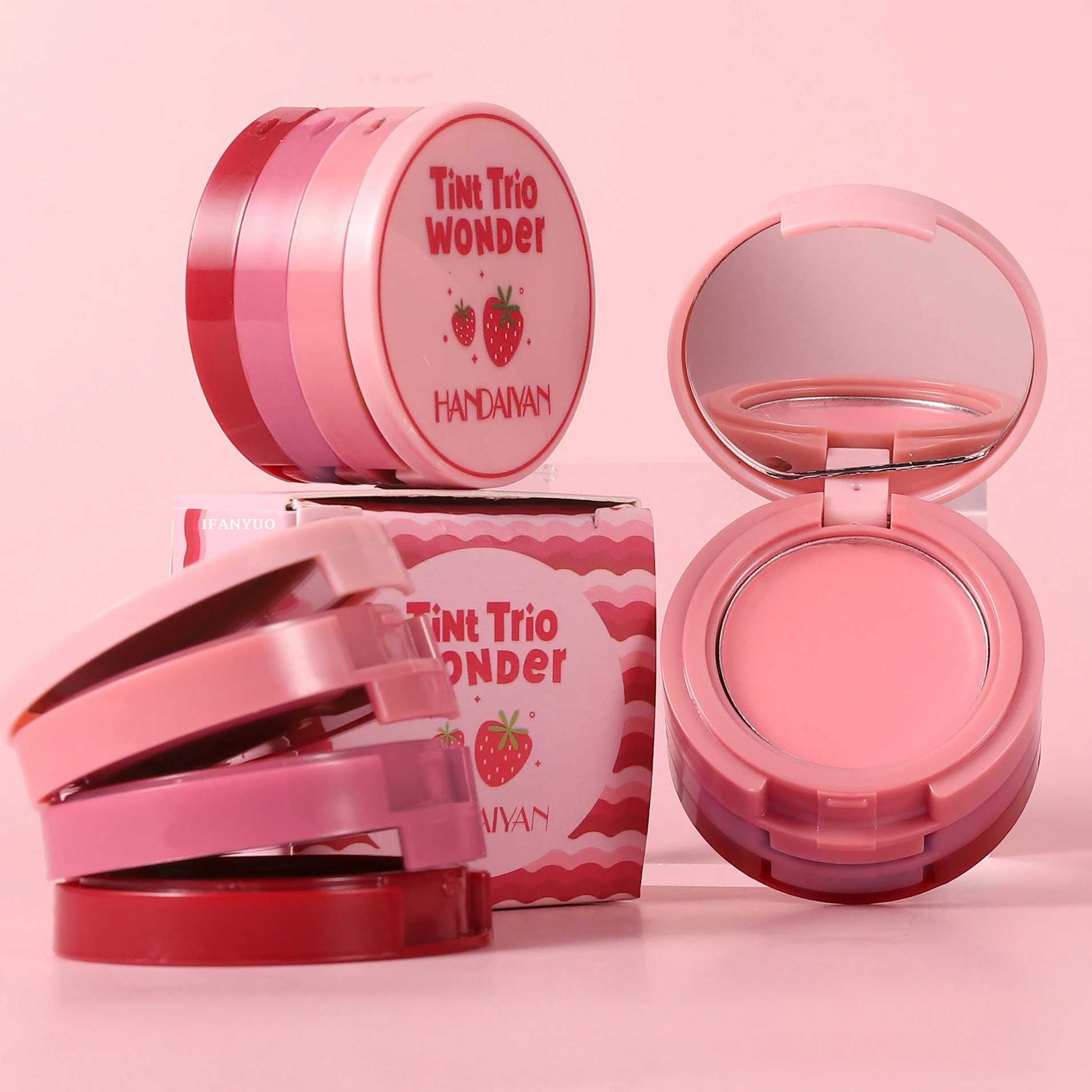 Strawberry Cheek Lip B Cream Mousse Texture 3 IN 1 Tinted Mositure Velvet Matte B Palette Peach Red Face PigmentXJ241225