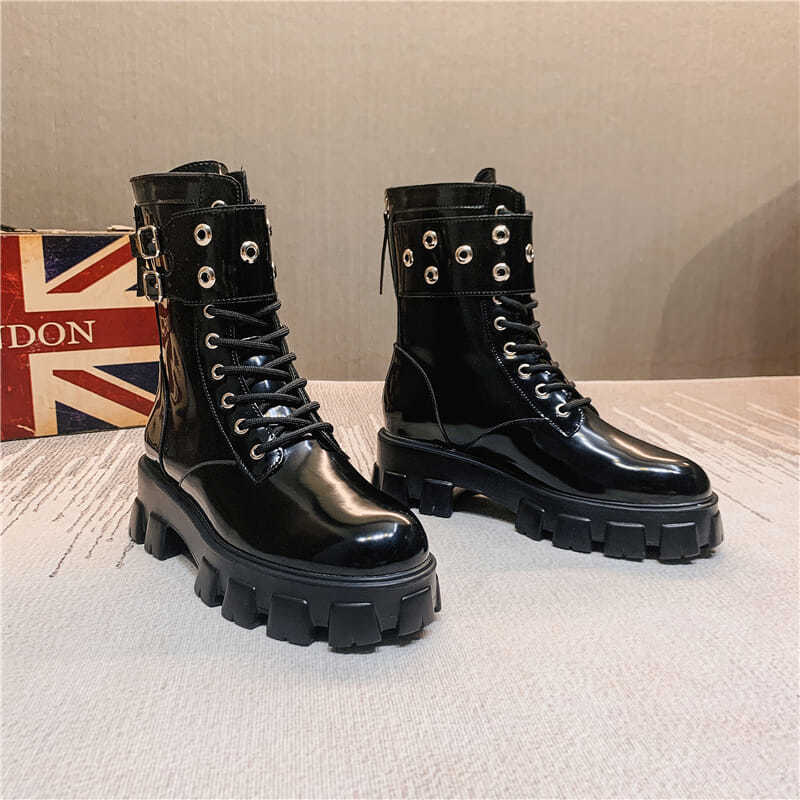 Ladies' British style thick soled short boots