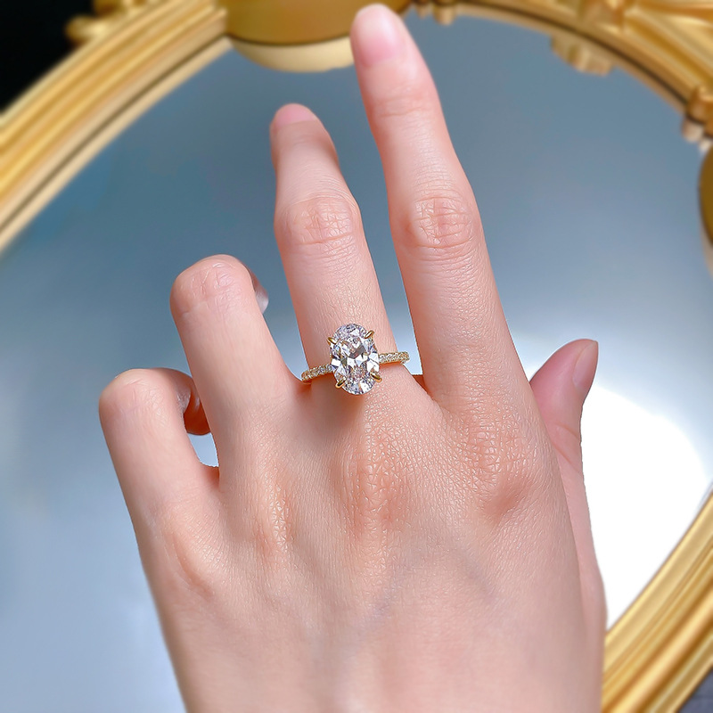 2024 Choucong Drop Ship Wedding Rings Gorgeous Jewelry Real 100% Sterling Sier Gold Oval Cut Large White Moissanite Dia Party OL Women Ring Gift