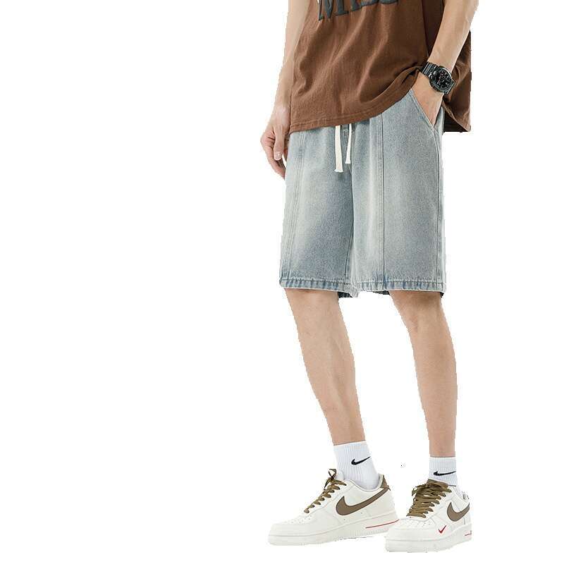 Shorts Loose Straight Leg Summer Thin Style Teenage Jeans Mens New Casual Five Quarter Pants Sport Plaid Trousers Men Pants Cotton Half Pants for Men
