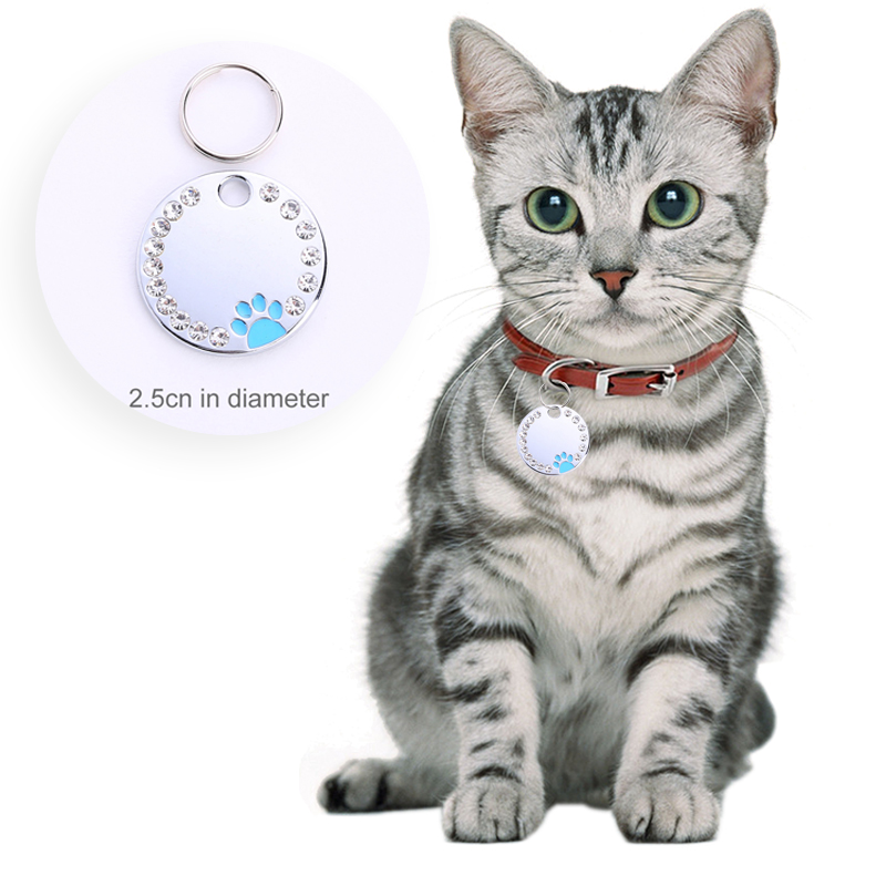 Custome Engraving Pet ID Tags Anti-lost Collar Pendant Personalized Puppy Name Tag Cat Rhinestone DecorationCollar Accessories