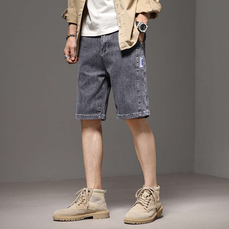 Thin Denim Shorts 2024 New Summer Quarter Trend Korean Version Elastic Mens Mid Length Pants Ice Silk Bound Feet Nine Points Jeans for Pregnant Women
