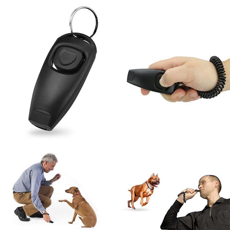 2 in 1 Dog Pet Puppy Cat Training Clicker Whistle Click Trainer Obedience Black