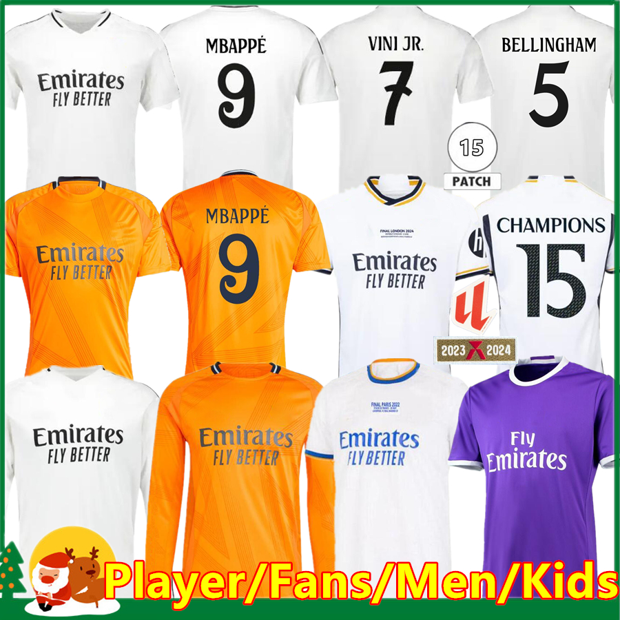 24 25 BELLINGHAM VINI JR soccer jerseys 2025 MBAPPE TCHOUAMENI MODRIC RODRYGO 16 17 18 20 21 REAL and MADRIDS Men women kids kit Long sleeve uniforms football shirt