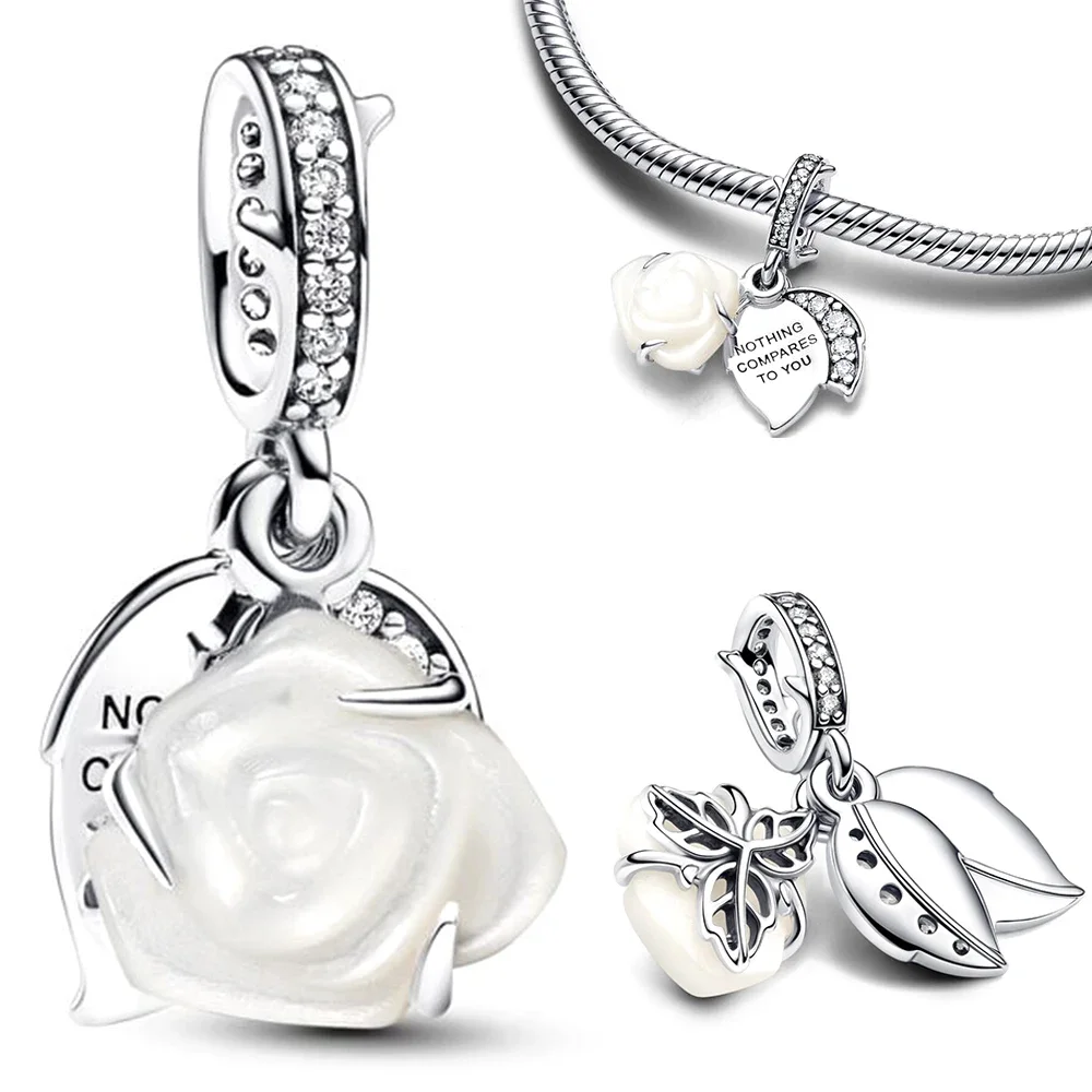2024 New Silver Rose, Rose Flower, White Jasmine, Suitable For Bracelet S925 Snake Jewelry Gift Free Delivery