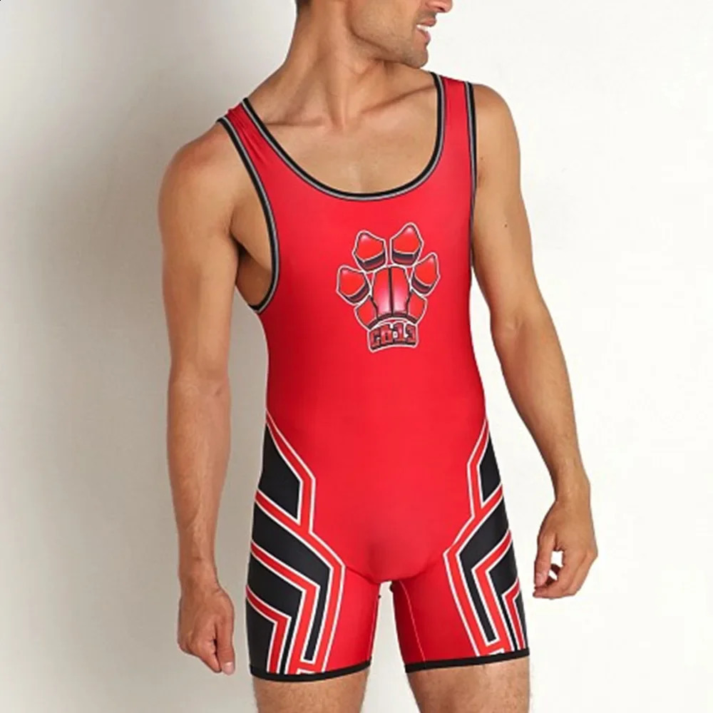 Wrestling Singlet Tummy Control Wear Gym Sports Sleeveless Triathlon Powerlifting Clothing Breathable Running One Piece Bodysuit 240718