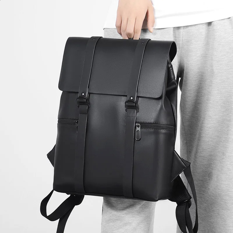 Vintage Waterproof Backpacks Men PU Leather Travel Backpack Large Capacity Students School Books Laptop Backpack Bags for Men 240726