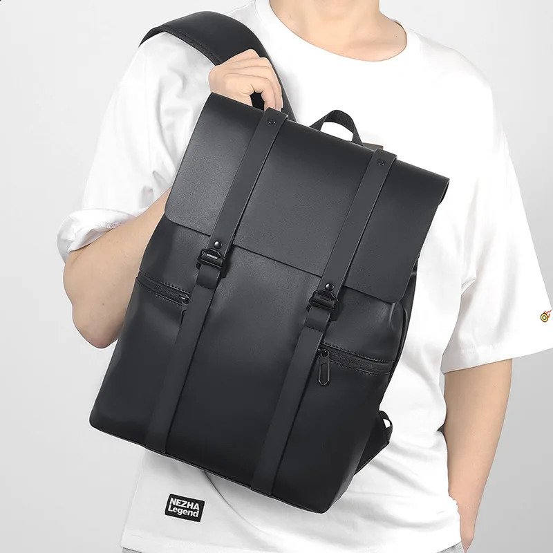 Vintage Waterproof Backpacks Men PU Leather Travel Backpack Large Capacity Students School Books Laptop Backpack Bags for Men 240726