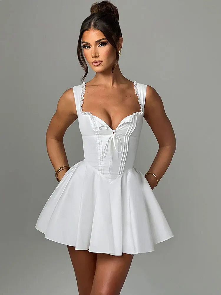 GACVGA Elegant Lace-up Backless Sexy Mini Dress For Women 2024 Summer Streetwear Sleeveless Club Party A-line Dress 240726