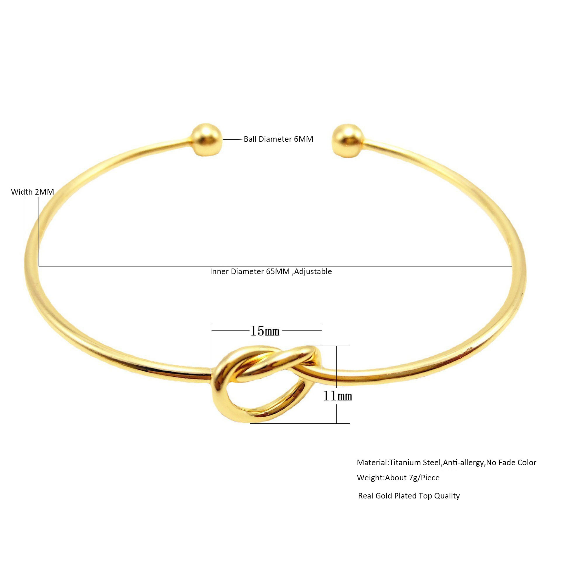 Simple 18K Gold Silver Plated Love Knot Bracelet Initial Friendship Tie Bangle for Women Ladies Jewelry Gift for Wife Friendship Girlfriend