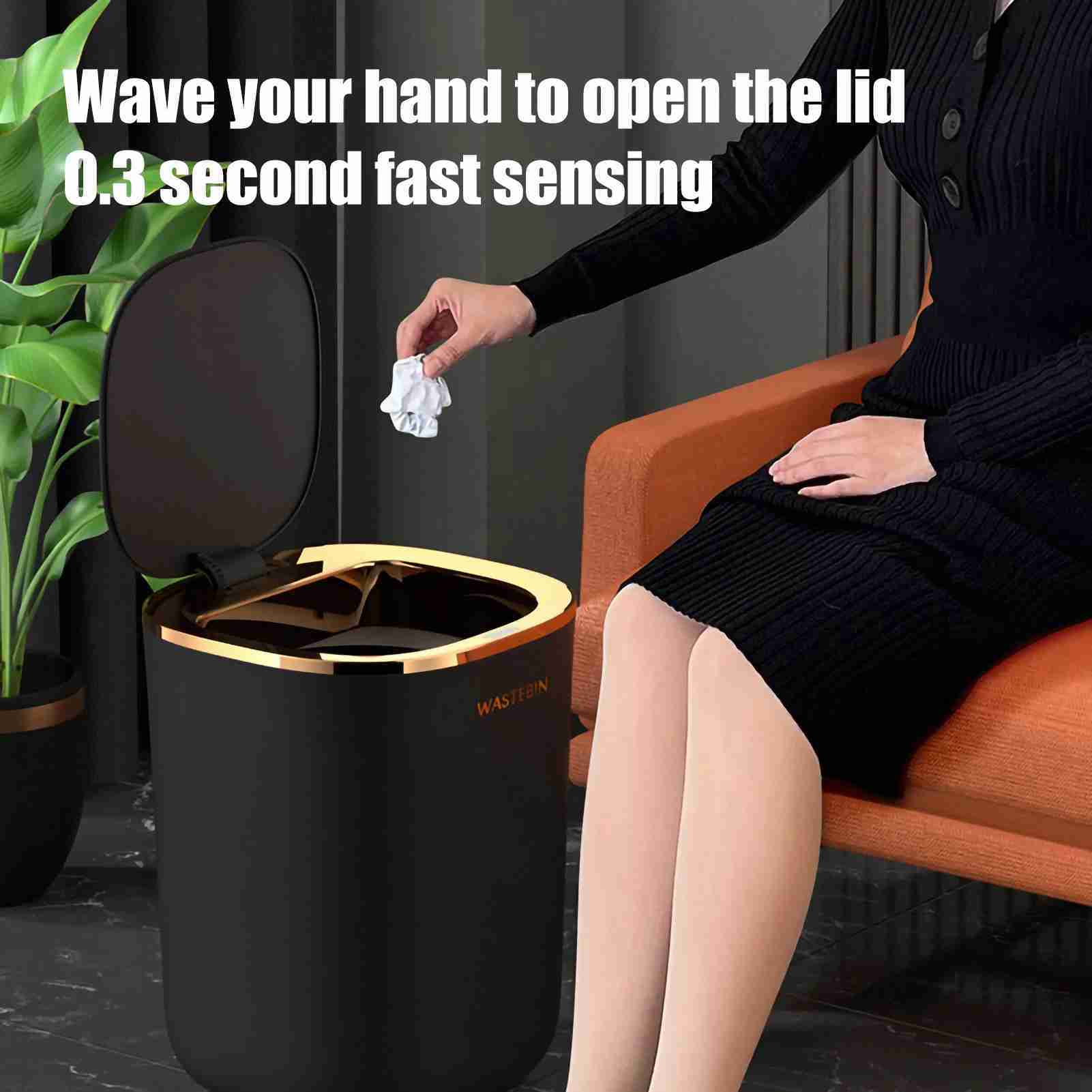 Smart Sensor Bathroom Trash Can Luxury Garbage Bucket Automatic Trash Bin for kitchen Toilet Smart Home WastebasketB240726