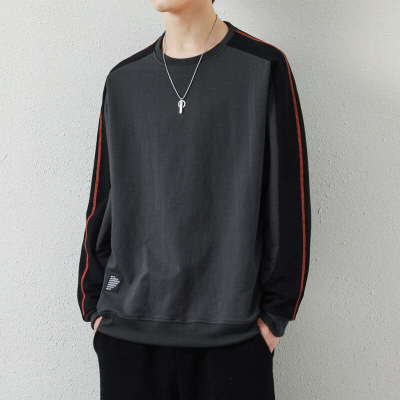 Round Neck Sweatshirt for Men in Autumn 2024, Loose and Casual Sports Base Shirt, Cotton Long Sleeved Trendy Men's Top Hoodrich Mens Fashion