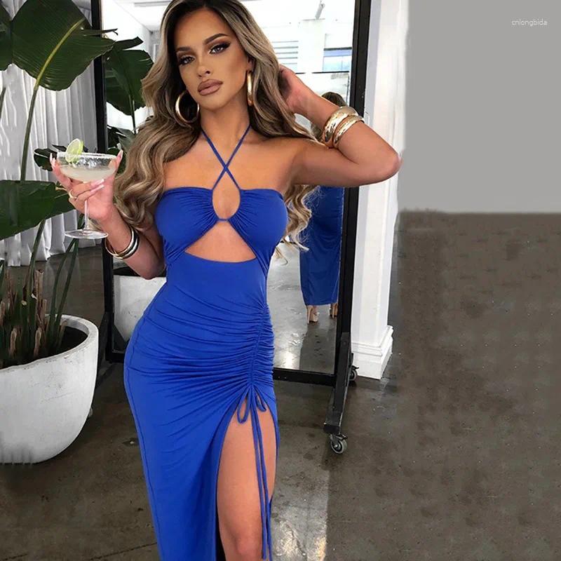 Casual Dresses Sexy Dress Women Summer Sleeveless Backless Slim Fashion Split Bandage Bodycon Elegant Party
