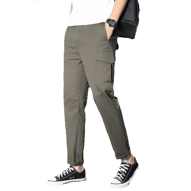 Cotton Casual in Spring and Summer 2024 New Work Loose Straight Leg Men Multi Pocket Pants for Men Bound Feet Half Pants for Men Military Pants for Ma