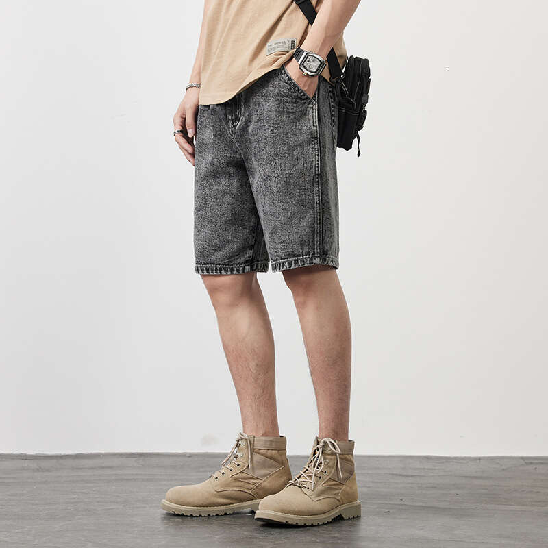 Cotton Denim Shorts Summer Thin Loose Trendy Brand 2024 New Casual Mens Five Quarter Pants Simplicity Breathable Nine Points Bound Feet Waterproof Tro