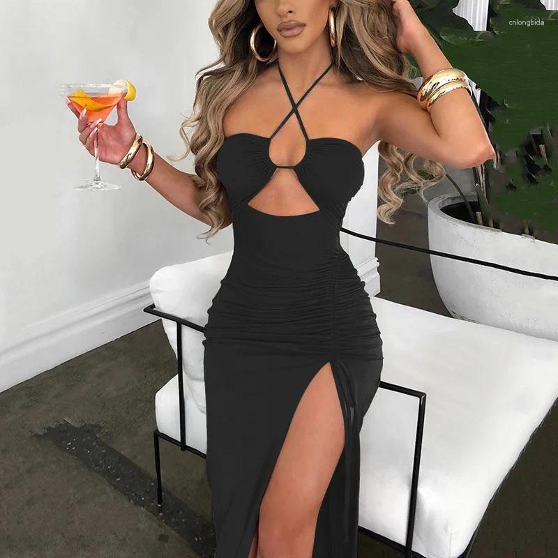 Casual Dresses Sexy Dress Women Summer Sleeveless Backless Slim Fashion Split Bandage Bodycon Elegant Party