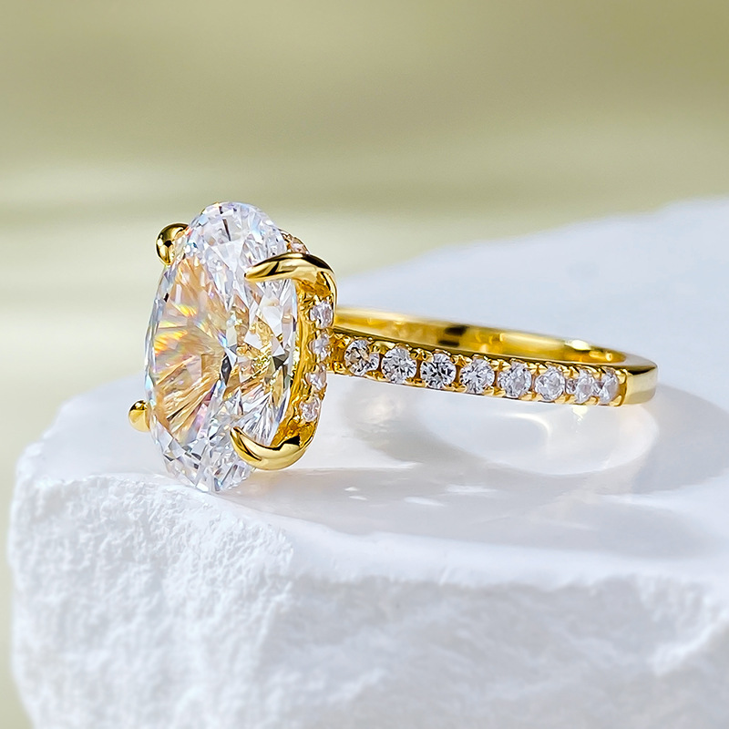 2024 Choucong Drop Ship Wedding Rings Gorgeous Jewelry Real 100% Sterling Sier Gold Oval Cut Large White Moissanite Dia Party OL Women Ring Gift