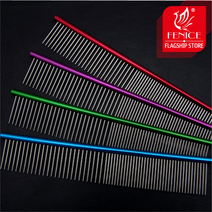 Fenice High Quality Dog Comb in Hair Combs Professional Steel Grooming Comb Dog Cat Cleaning Brush