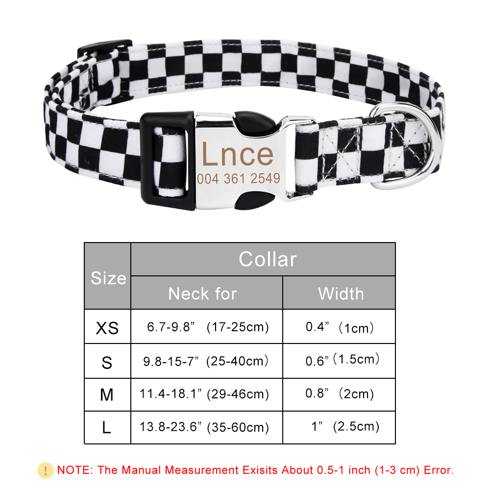 Personalized Dog Collar for Medium Large Small Dogs with Name & Phone Number Engraved Metal Buckle - with Safety Metal Buckle