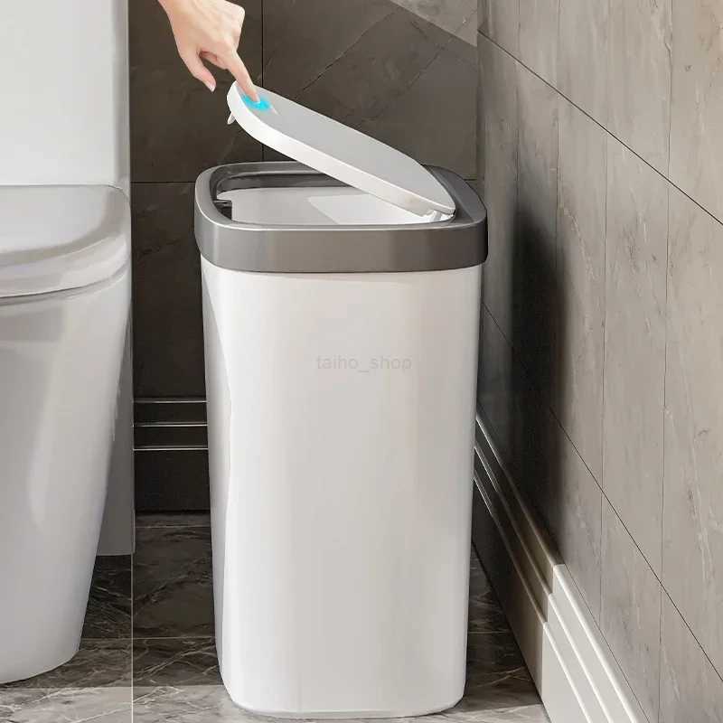 12/16L Press-type Covered Trash Can Bathroom Living Room Wastbasket with Lid Narrow Garbage Can Waterproof Dustbin Paper BasketB240726