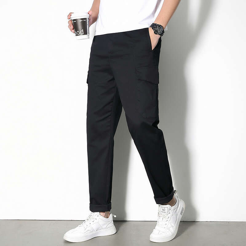 Cotton Casual in Spring and Summer 2024 New Work Loose Straight Leg Men Multi Pocket Pants for Men Bound Feet Half Pants for Men Military Pants for Ma