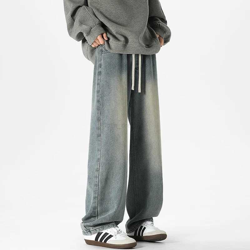 2025S Fashion Designer Baggy High Brand New Rock Pants Man Wide Leg Jeans Korean Popular Clothes American Vintage Streetwear Mens Z