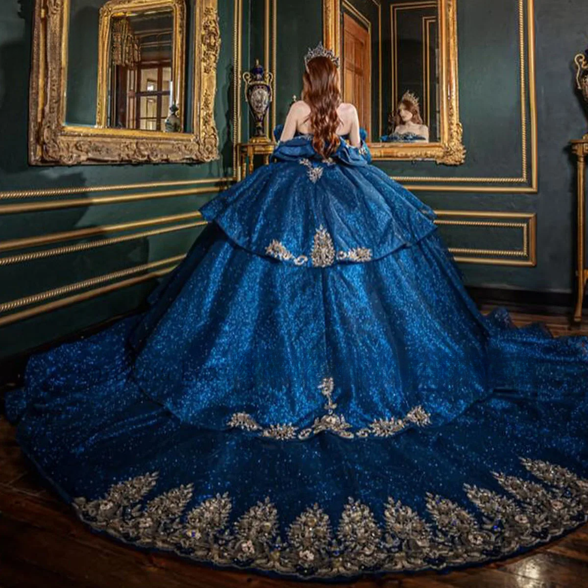 Sparkly Quinceanera Dress Sweet 16 Ball Gown Off The Shoulder Mexico Applique Beading Princess 3D wers Vestidos De XV Anos