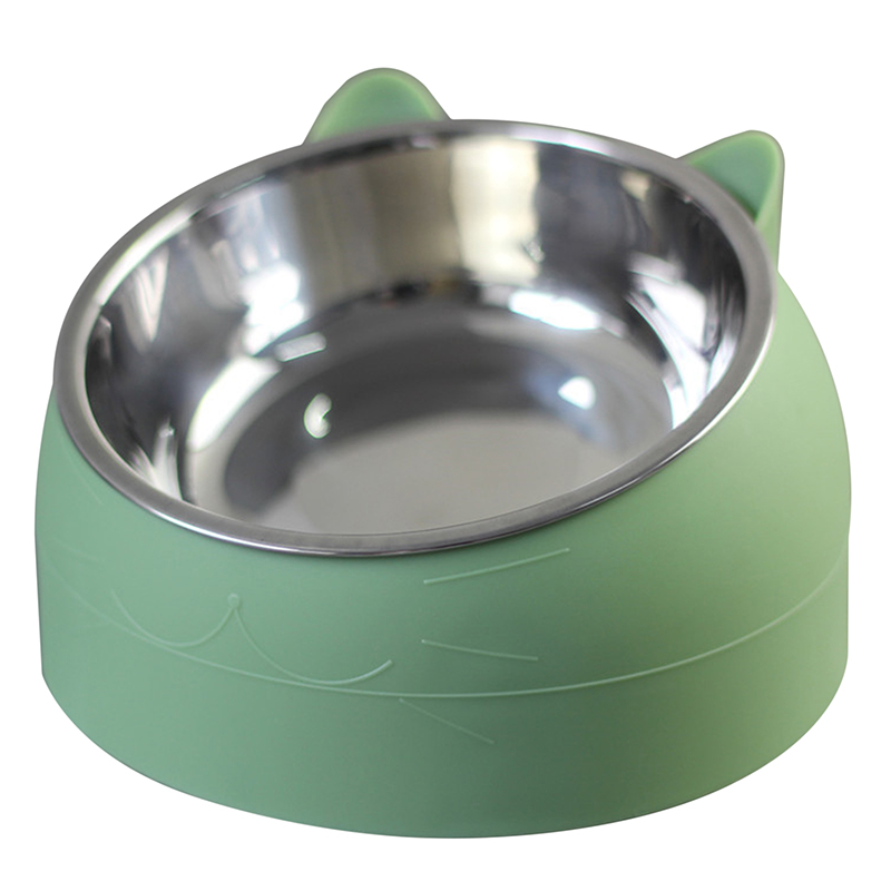Stainless Steel Cat Bowl Non Slip Puppy Base Cat Food Drinking Water Feeder Tilt Neck Protection Dish Pet Bowl 200/400ML